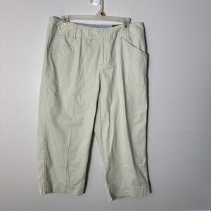 EUC Eddie Bauer Womens Blakley Capri Pants Slacks Cream Chino Bone 10